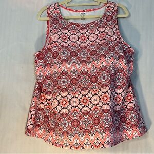 Land’s End Women’s Swim Top Built in Bra Blue & Pink Tankini 22W 👍